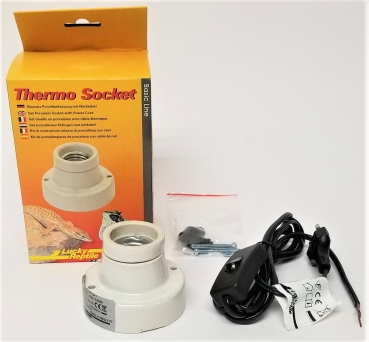 Thermo Socket - Porzellanfassung gerade mit Netzkabel