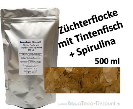Züchterflocken mit Tintenfisch und Spirulina 500 ml (90g)